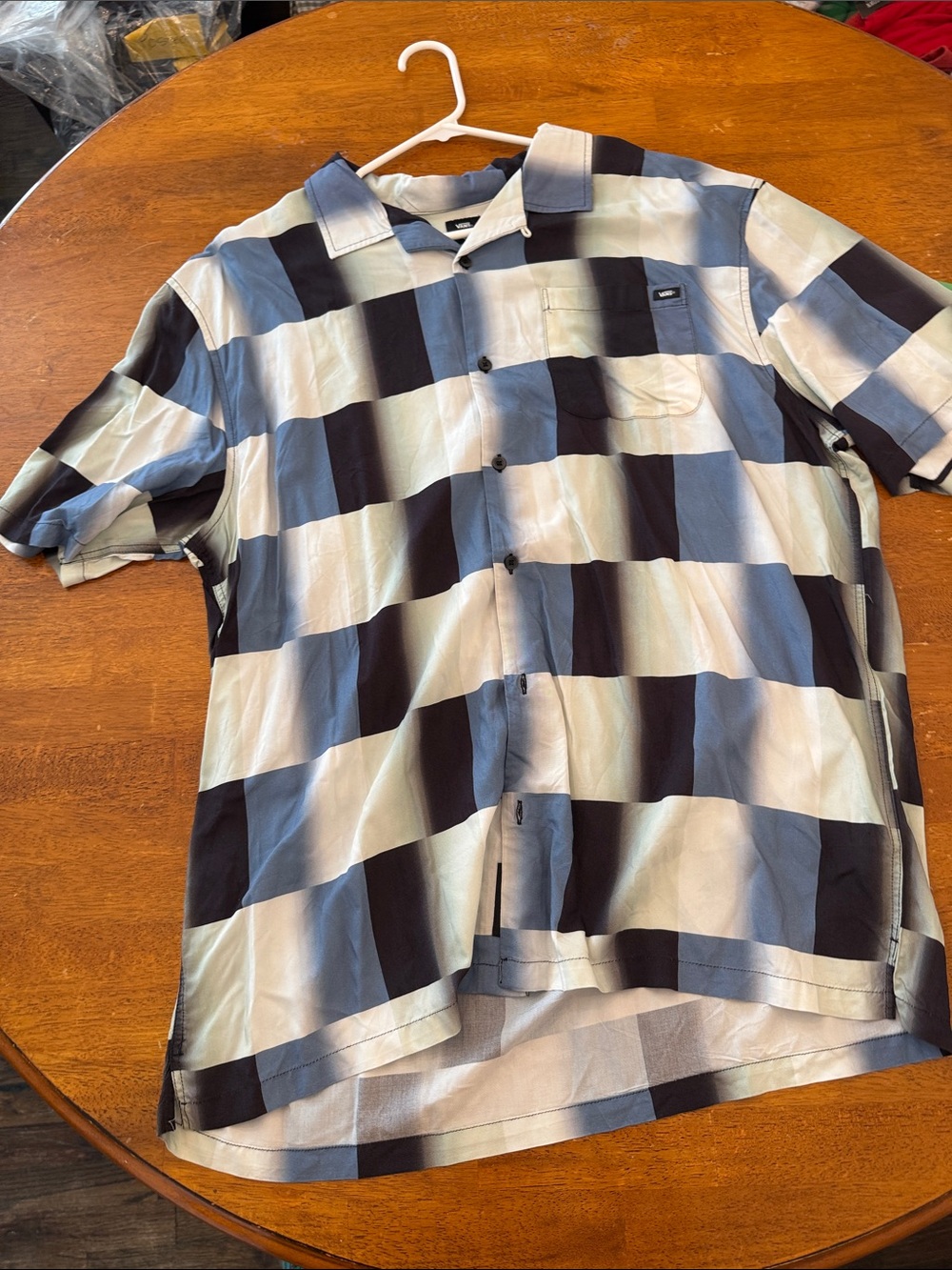 Vans Black & Light Blue Check Short-Sleeve Button-Up Shirt xxl